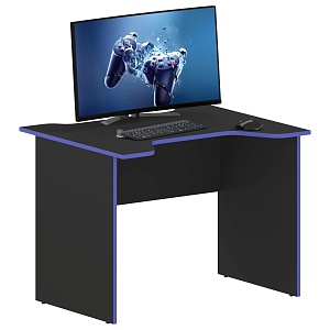 Игровой компьютерный стол SKILLL SKL 100CA, антрацит/синий, 1000х800х755 мм